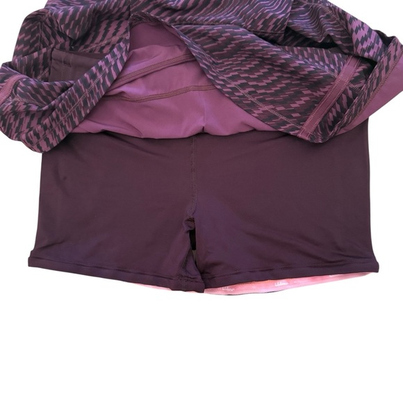 Lululemon Athletica Pace Rival Purple Patterned Skirt With Shorts Like New - Picture 4 of 8